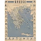 Historic Map : Greece Hellas, c1942, Greek Office of Information, Vintage Wall Art : 18in x 24in