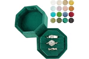 Vacfulliven Velvet Ring Box Engagement Jewelry Box Ring Organizer Essential for Wedding Ceremony (Emerald)