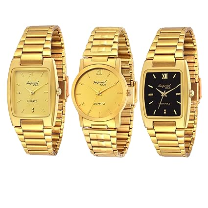 Combo Pack of Three Golden Colour Analog Watches for Men (wcm-004)