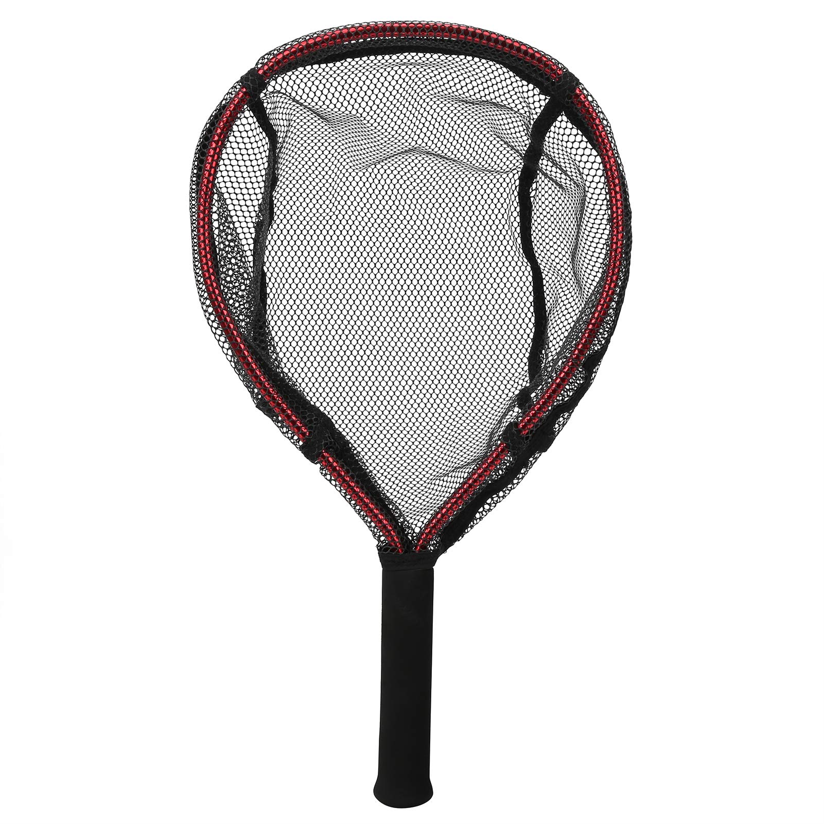 Nunafey Aluminium Alloy Diddle‑net Fishing Landing Net, Fishing Net Bag, Handheld Small Portable Trout Net for Releasing Catching Keeping Lures(red)