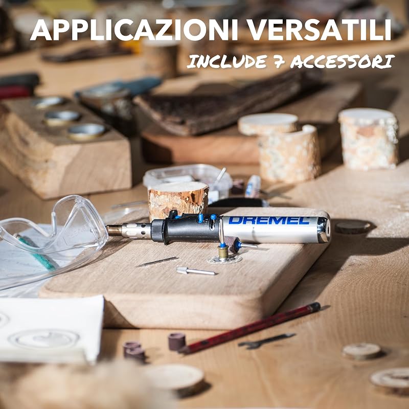 Saldatore senza fili Dremel Versatip 2000 - Kit di saldatura a gas butano con 7 punte intercambiabili per saldatura, bruciatura del legno, pirografia, creazione di gioielli, arte e artigianato