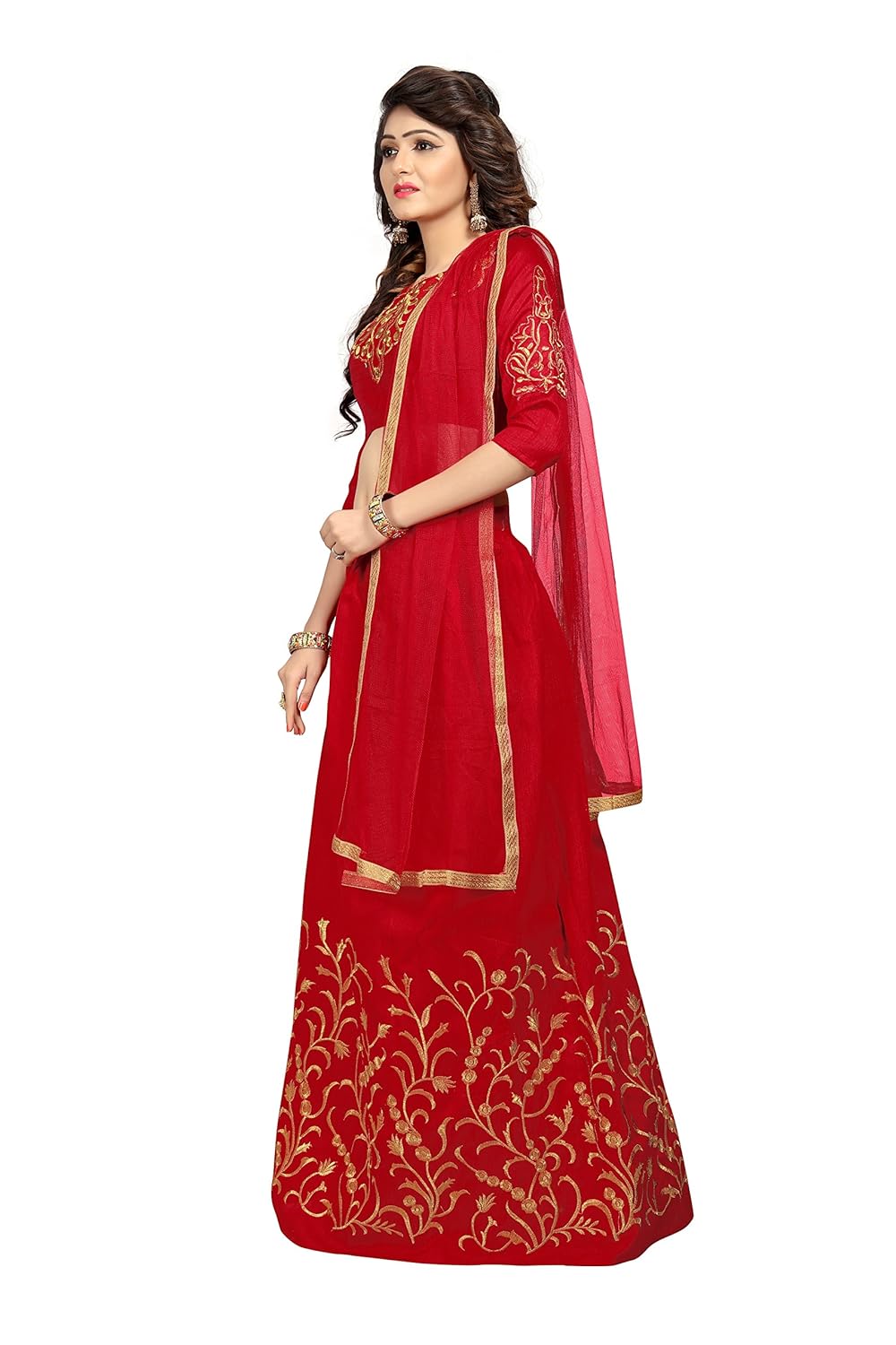 florence women's raw silk maroon party wear designer semi-stitched gown(lg012-new)