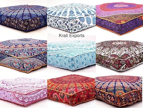 Krati Exports 5 Pcs Large Mandala Floor Pillows Wholesale Lot