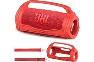 JCHPINE Silicone Cover Case for JBL Flip 7 Portable Speaker, Accessories for JBL Flip 7 Protective Case with Silicone Handle (Red)