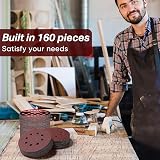 Shall 160Pcs 125mm Sanding Discs Set 8-Hole Hook & Loop 40-600 Grits view 7