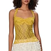 Lace Halter Going Out Tops for Women Sexy V Neck Sleeveless Backless Y2K Shirts Trendy 2026 Summer Cropped Tank Tops