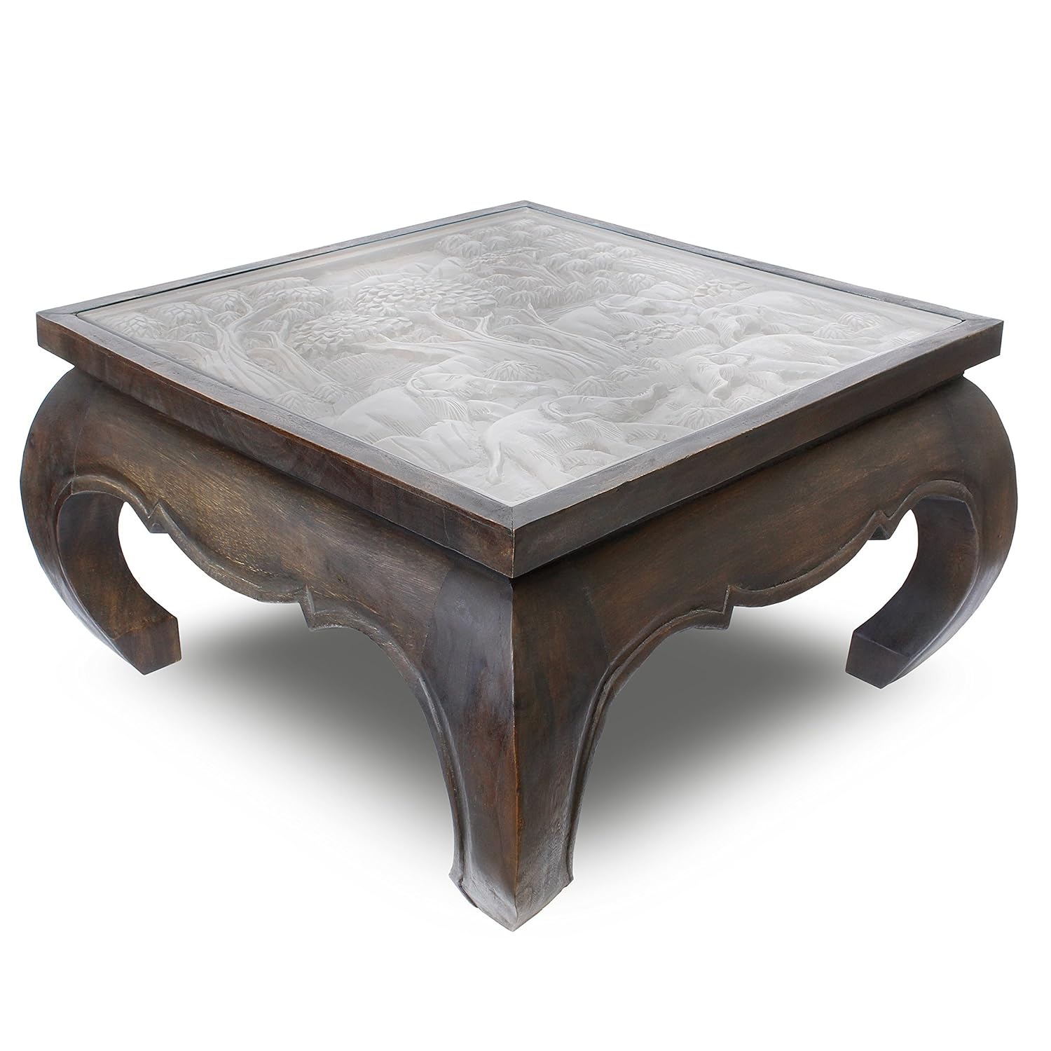 Amazon.de: Wohnzimmertisch Couchtisch Opiumtisch Glastisch Massiv Holz