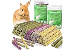Bissap 76PCS Rabbit Chew Sticks, Mixed Natural Timothy Hay Flower Rose Dahlberg Daisy and Forget-me-not Chew Toys Treats for 