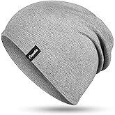 Cuyankin Slouchy Beanie for Men Women Soft Cotton Chemo Headwear Lightweight Running Beanie Hats for Daily and Sport
