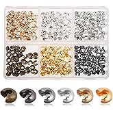 300 Pcs Crimp Beads for Jewelry Making, 4mm Multi-Color Alloy Crimp Bead Knot Covers, Semicircular Bead Crimps Tubes for DIY Bracelet Necklace Jewelry Supplies