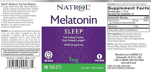 Amazon.com: Natrol Melatonin Time Release Tablets, 1mg, 90 Count (Pack of 2): Health & Personal Care