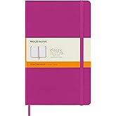 Moleskine Classic Notebook, Hard Cover, Large (5" x 8.25") Ruled, Magenta, 240 Pages