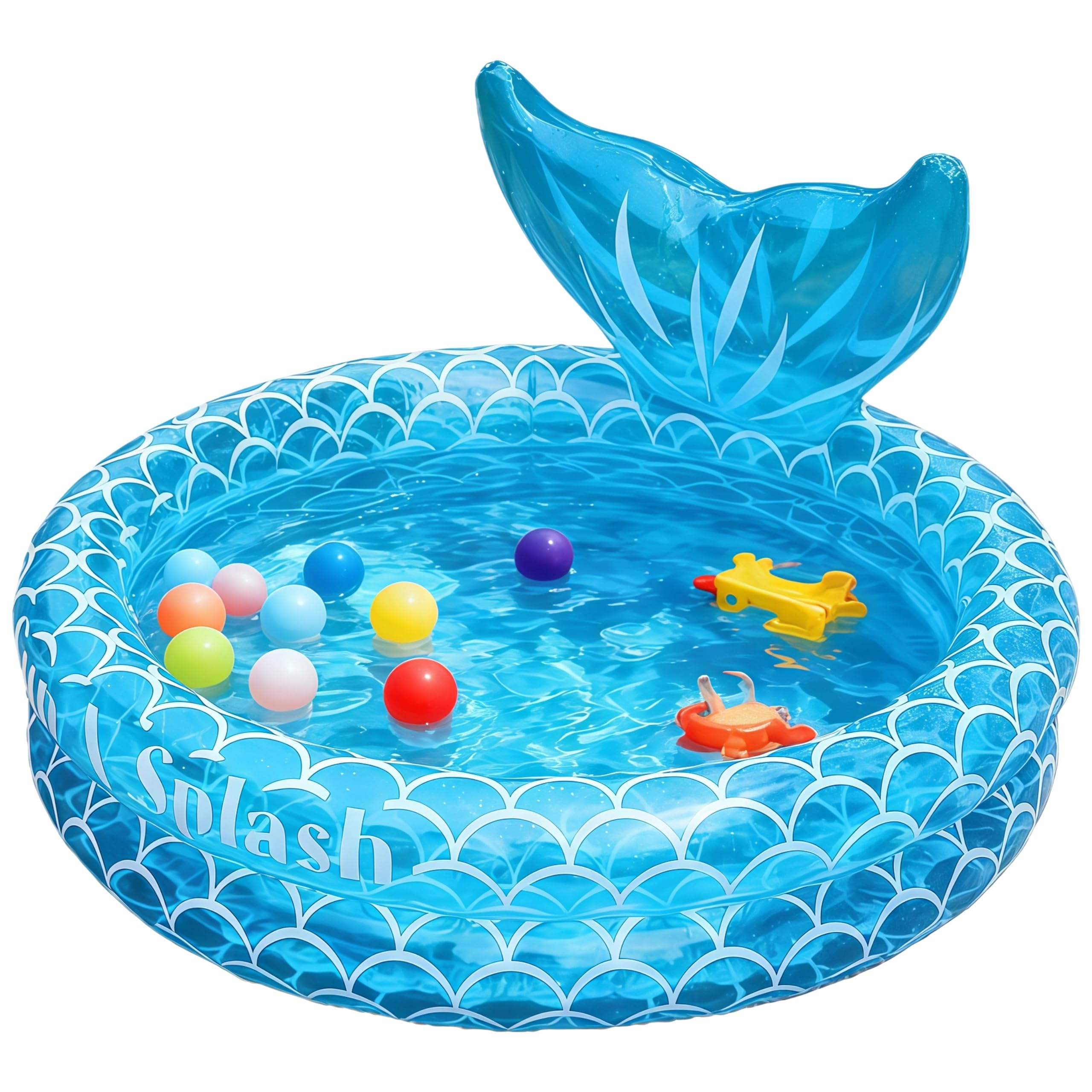 Paddling Pool for Kids, Small Mermaid Inflatable Paddlings Pool, 3 Ring PVC Baby Bath Pools with Soft Inflatable Floor, Non-Slip Swimming Pool & Inflatable Baby Bath for Garden Backyard (90cm)