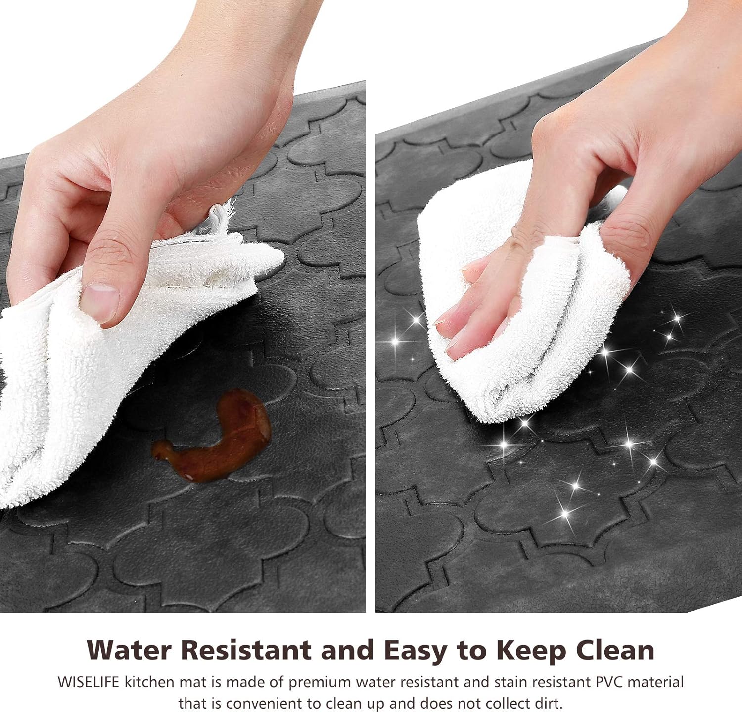 WiseLife Kitchen Mat Cushioned Anti Fatigue Floor Mat,17.3"x28", Thick Non Slip Waterproof Kitchen Rugs and Mats,Heavy Duty PVC Foam Standing Mat for Kitchen,Floor,Home,Office,Desk,Sink,Laundry, Grey: Kitchen & Dining