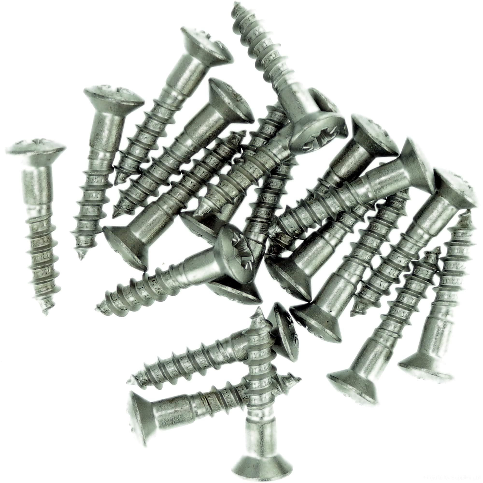 No.9 x 1.38 (4.5mm x 35mm) Pozi Raised Countersunk Wood Screw - Stainless Steel (A2) (Pack of 20)