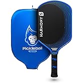 Pickleball Apes Harmony Series Pickleball Paddle Racket for Men and Women, Carbon Fiber, Honeycomb Core, Fiberglass Walls, 16.5mm Thickness, Leather Grip, Lightweight, USAP Approved, Cover Included