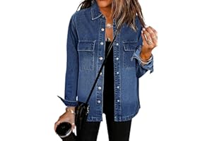 luvamia Jean Jackets for Women 2025 Fall Fashion Oversized Button Down Denim Jacket Western Shacket Jacket with Pockets