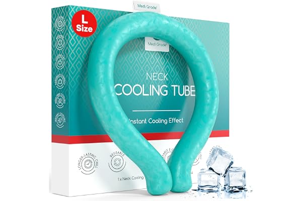 Medi Grade Neck Cooling Tube - Reusable, Instant Cooling Neck Ring - Mess-Free, Lightweight & Portable Ice Ring For Neck - No