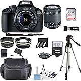 Canon EOS 4000D Digital SLR Camera w/ 18-55MM DC III Lens Kit (Black) with Accessory Bundle, Package Includes: SanDisk 32GB C
