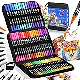 Coloring Markers Dual Brush Tip - 72 Colors Watercolor Fine Point Art Marker - Double Sided Colored Pen for Adult Kids Artist Drawing Painting Calligraphy Journaling Lettering - Perfect School Supply