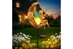 ZKLiLi Garden Outdoor Decor, Fairy Moon Figurine Light Stake, Housewarming Ornament for Patio, Lawn, Yard, Pathway - Unique G