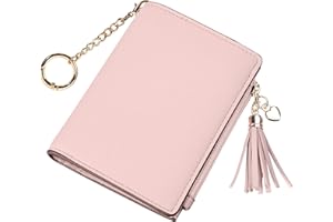 Gostwo Small Wallet Women RFID Blocking Leather Credit Card Wallet with ID Window and Zippered Coin Pocket Tassel Cute Wallet