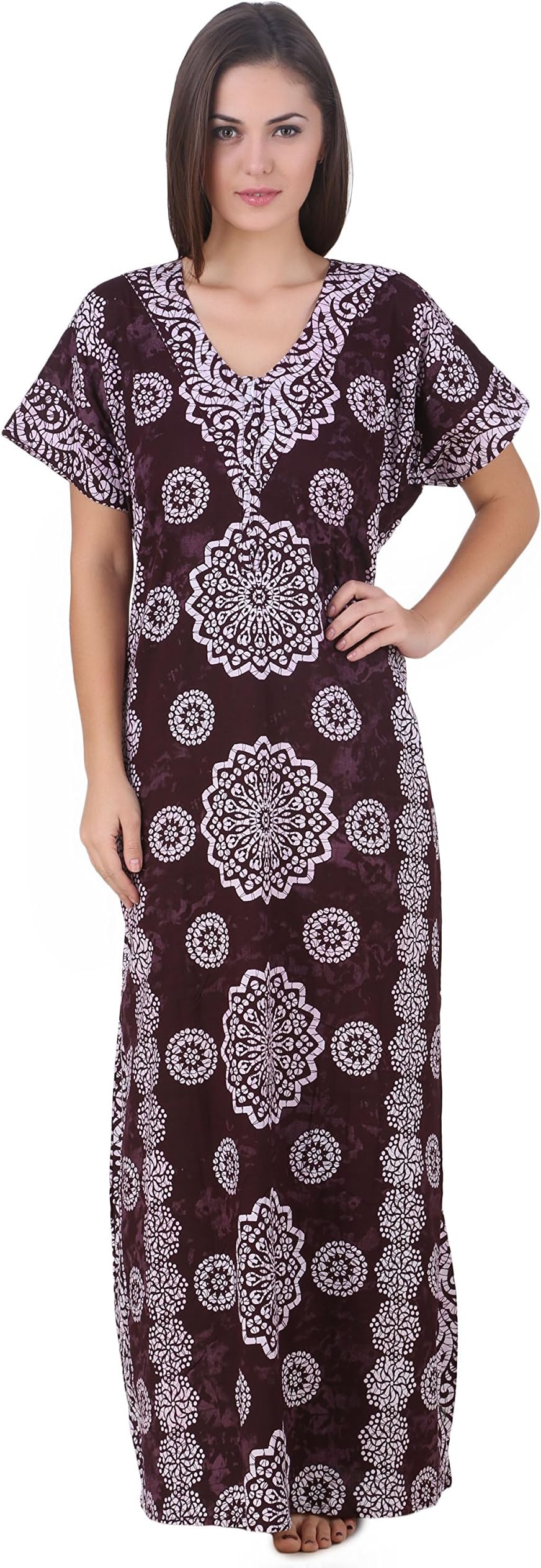 Masha Women's Cotton-Nighty-(Batik Print)