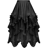 C-ZOFEK Women's Tulle Skirt, High Low Ruffle Layered Fairy Skirt for Dress Costume(Multicolor)