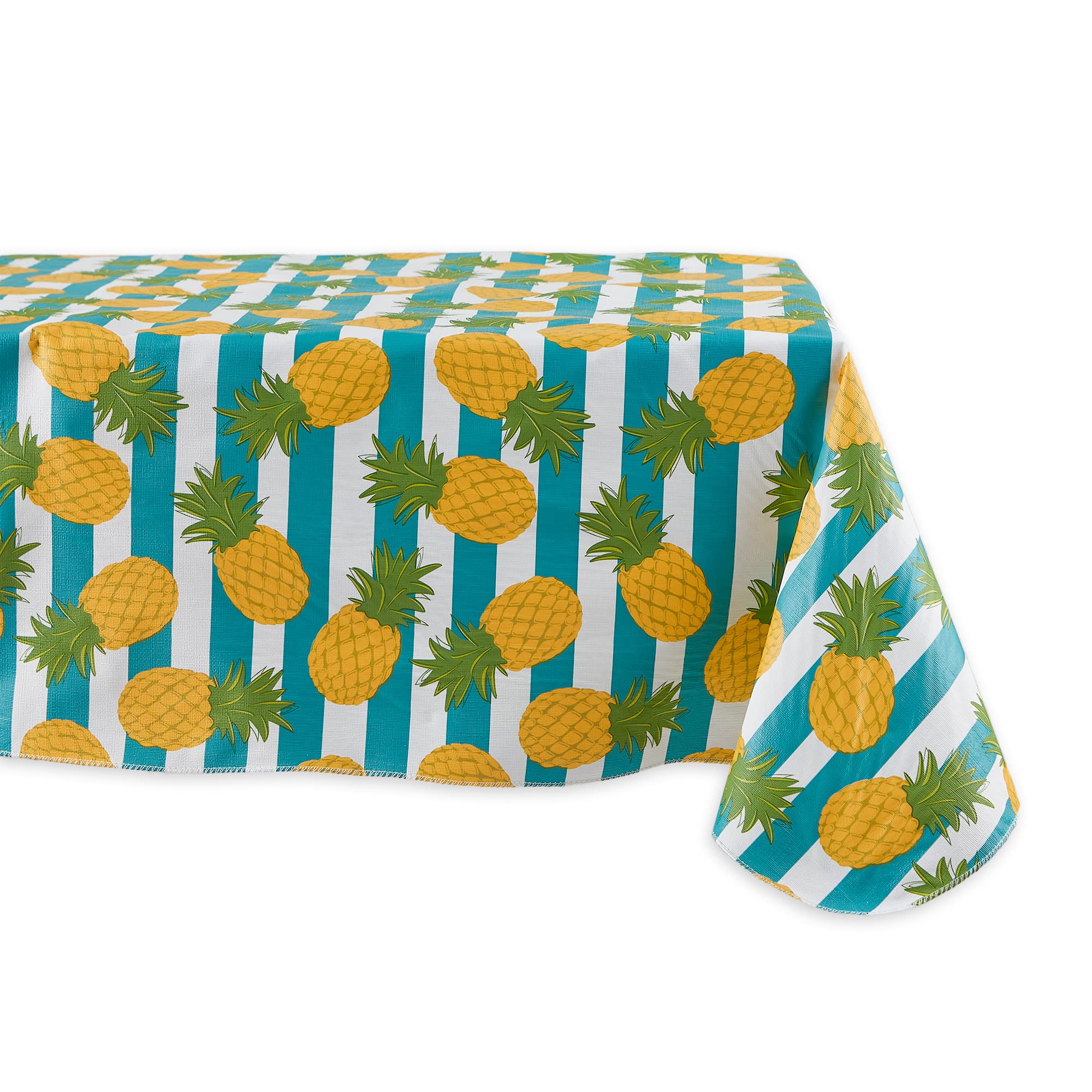 DII Pineapple Vinyl Table Collection, Flannel Backed Multipurpose Tablecloth, Rectangle, 60x102 cm