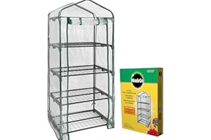 Miracle-GRO 23" x 17" x 57" 4-Tier Indoor/Outdoor Mini Greenhouse Plant Tent, All-Season Compact Plant Growth Accelerator with PVC Cover and Roll-Up Zipper Door, Clear
