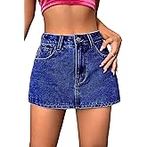 Lei sure Mini Denim Skort for Women High Stretchy, Low Waist Jean Skort Mini Skirt Shorts Casual Trendy Summer