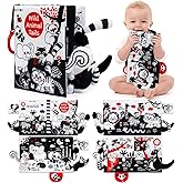 OKOOKO Soft Baby Book Black and White High Contrast Animals Tails Book Bath Book Montessori Sensory Stroller Toy Non-Toxic Cr