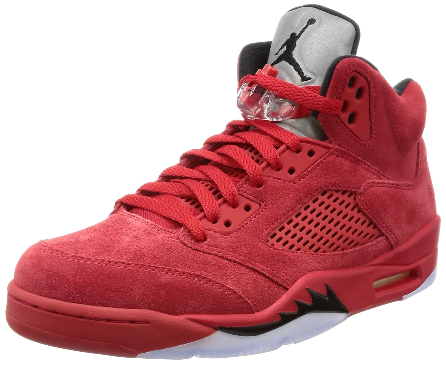 all red suede 5s