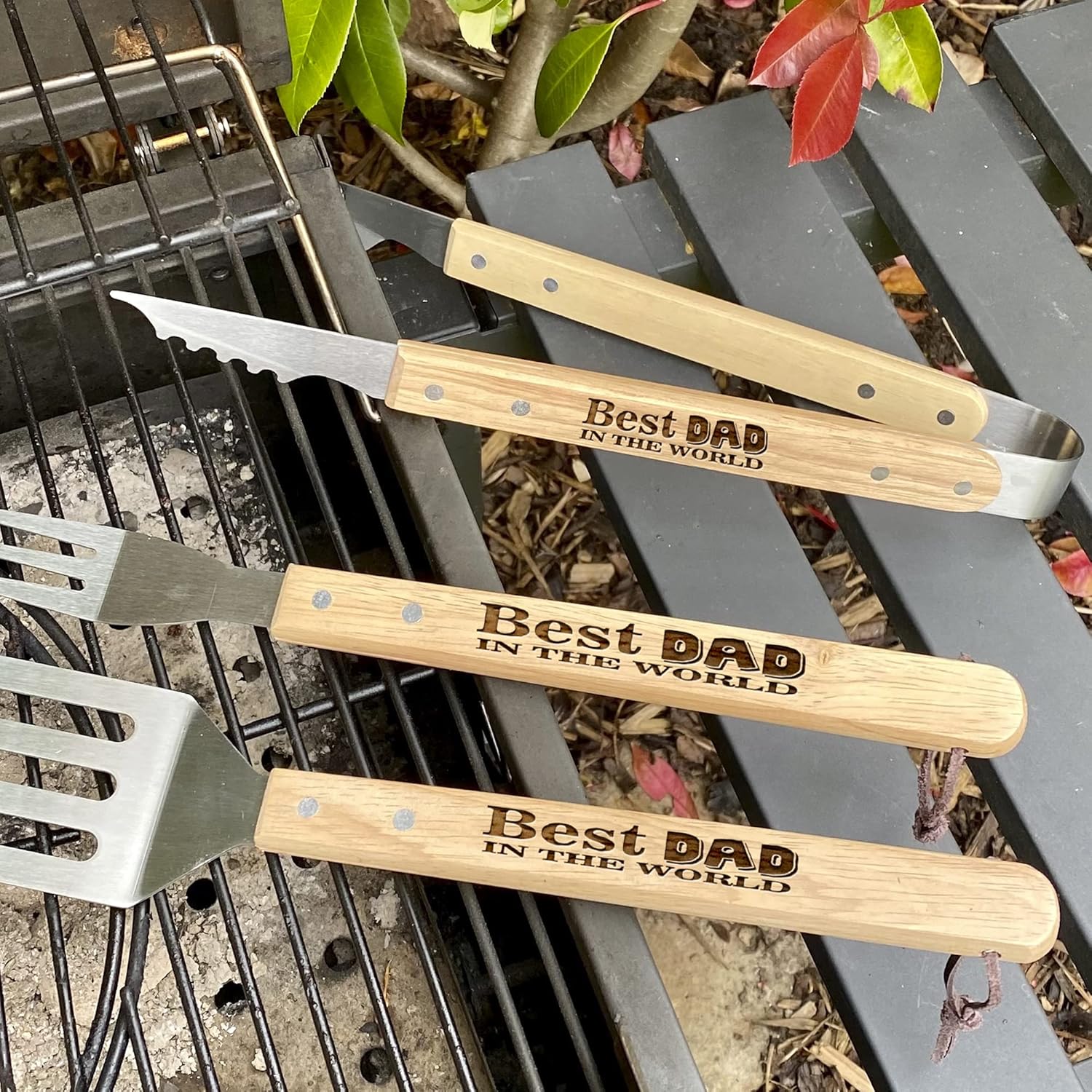 BBQ Utensil Set Best DAD in the world Father's Day Engraved BBQ Set