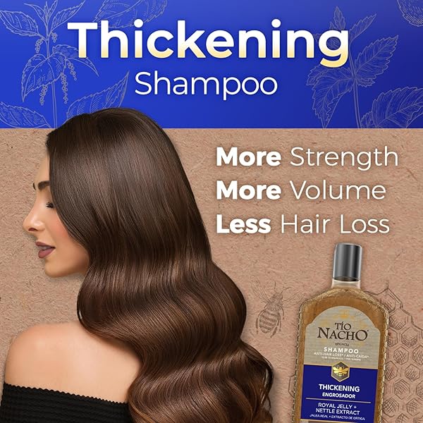TIO NACHO THICKENING SHAMPOO FOR THINNING HAIR FOR WOMEN & MEN WITH ROYAL JELLY & NETTLE EXTRACT – VOLUMIZING HAIR LOSS SHAMPOO FOR FINE HAIR, PARABEN FREE, 14 FL OZ