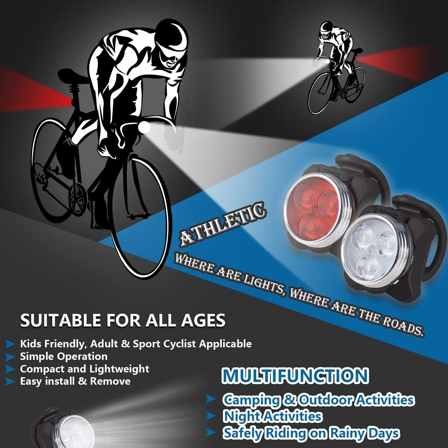 COOLAPA LED Luz Delantera y Trasera Bicicleta, Luz para Bicicleta ...