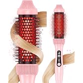 DORISILK Infrared Thermal Hair Brush ，1.5inch Heated Round Volumizer for Sleek, Shiny Hair, 5-Temp，Heated Round Brush for Curling and Straightening，Dual Voltage for Travel Use