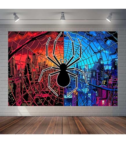 SAVITA Telón De Fondo Rojo Araña Cumpleaños, 150x100cm Poliéster Gran