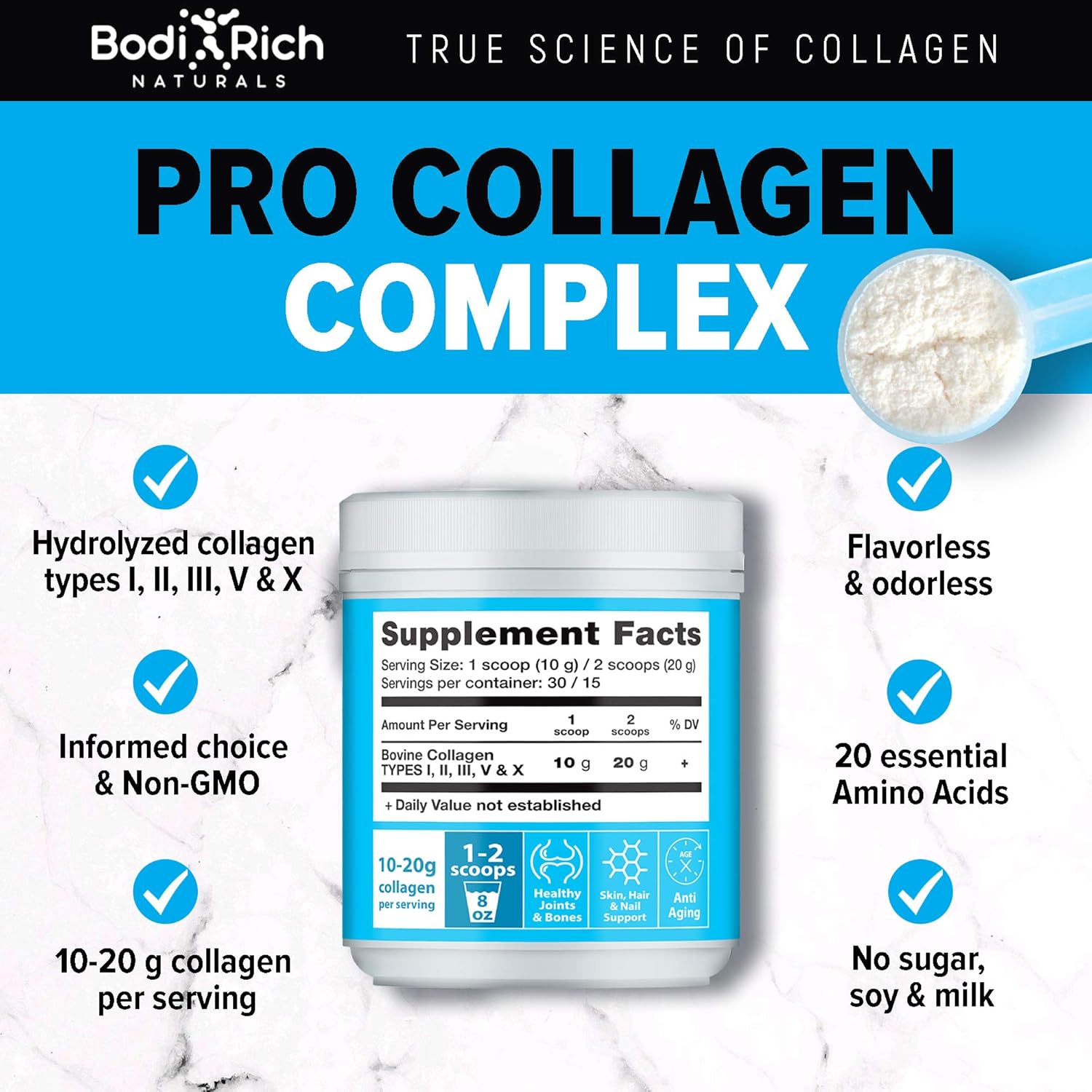 Collagen Powder - Enhanced Absorption Collagen Peptides Powder - Multi Collagen for Hair, Skin & Nails - Bovine Collagen Supplements - Hydrolyzed Collagen Powder for Bones, Muscles & Joints: Health & Personal Care