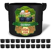 Gardzen 20-Pack 5 Gallon Grow Bags, Aeration Fabric Pots with Handles, Heavy Duty Plant Bags for Plants