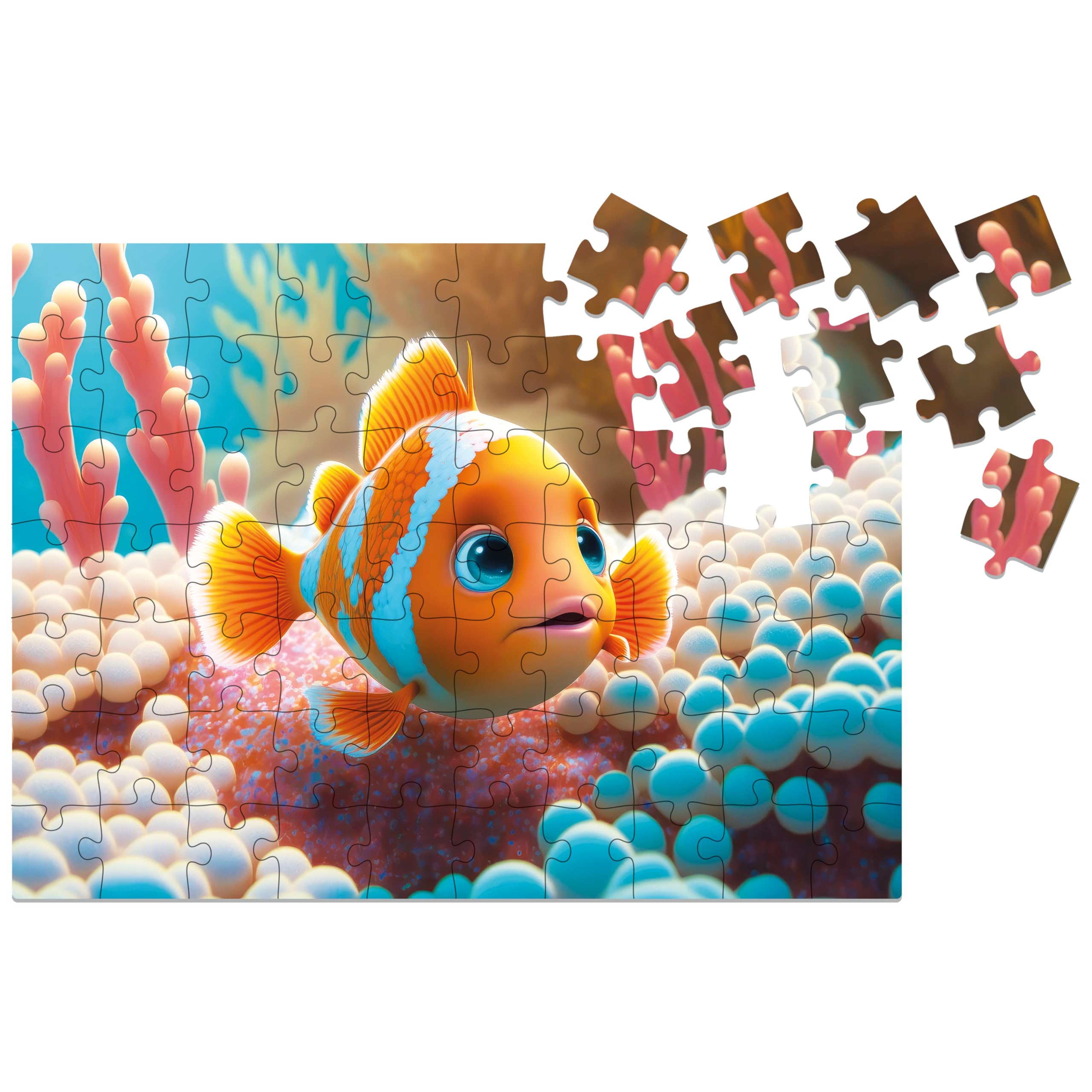 Milliwood Yuppie Cutie Series - Clownfish - Jigsaw Puzzles with an Adorable Artwork – Entertainment for the Whole Family – Classic-Shaped, 28.5x21cm, 70 Pieces