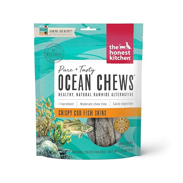 THE HONEST KITCHEN OCEAN CHEWS™ CRISPY COD FISH SKINS DOG TREATS, 2.75 OZ (BEAMS™)