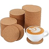 100 pcs Cork Coasters for Drinks, Blank Coasters DIY Crafts, Non-Slip, Heat-Resistant, Absorbent and Reusable Coffee Coaster for Home Tabletop Decoration