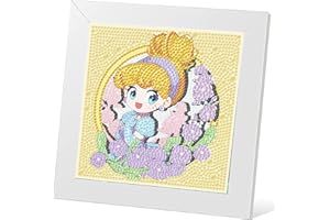 pvoodire Princess Kids Diamond Painting-Cartoon Princess Diamond Painting Kits for Kids with Wooden Frames-Diamond Art for Kids Childern Beginners 6x6inch
