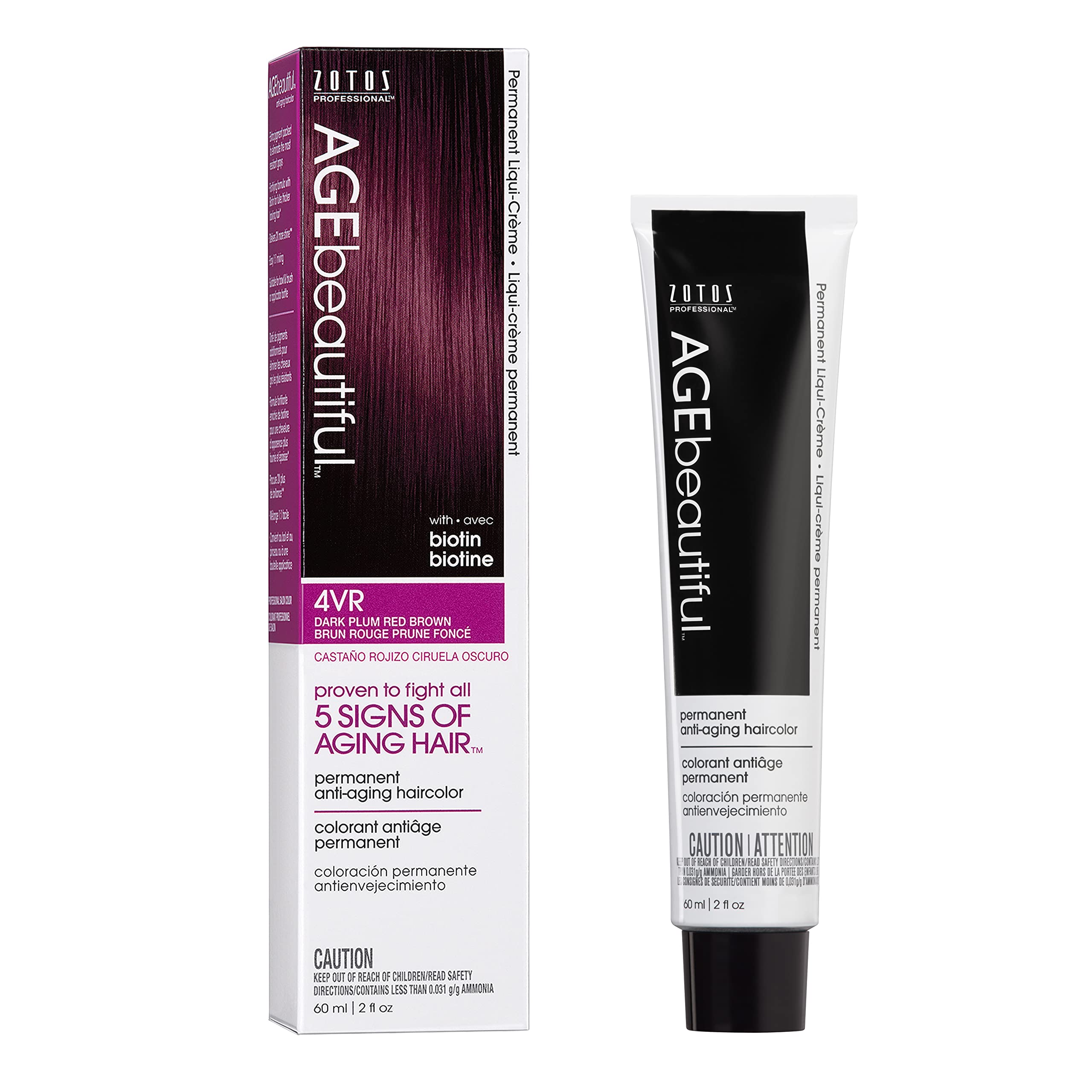 Photo 1 of AGE beautiful Permanent Hair Color Dye Liqui Creme | 100% Gray Coverage | Anti-Aging Haircolor | Biotin for Thicker, Fuller Hair | Professional Salon Coloring | 4VR Dark Plum Red Brown