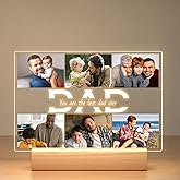 Bulaient Personalized Gifts for Dad from Daughter Son, Custom Picture Frames with Photo, Customized Photo Frame with Night Light, Personalized Dad Birthday Gifts for Dad Baby Kids Family