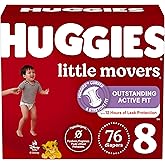 Huggies Size 8 Diapers, Little Movers Baby Diapers, Size 8 (46+ lbs), 76 Count (2 Packs of 38), Packaging May Vary