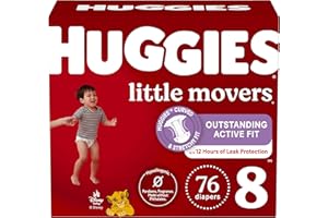 Huggies Size 8 Diapers, Little Movers Baby Diapers, Size 8 (46+ lbs), 76 Count (2 Packs of 38), Packaging May Vary