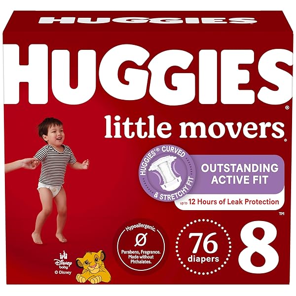 HUGGIES SIZE 8 DIAPERS, LITTLE MOVERS BABY DIAPERS,...