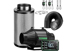 VIVOSUN Smart Air Filtration PRO T4 Kit 4", AeroZesh T4 Inline Duct Fan w/GrowHub E42A Temp. Humidity WiFi-Controller, Carbon Filter & Ducting, Cooling & Ventilation System for Grow Tent, Hydroponics